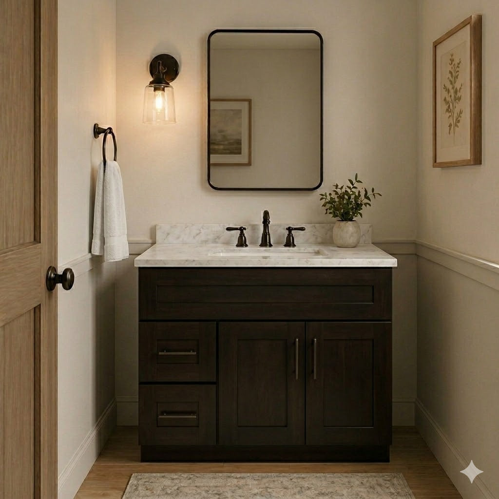 36 Inch Espresso Shaker Single Sink Bathroom Vanity with Drawers on the Left