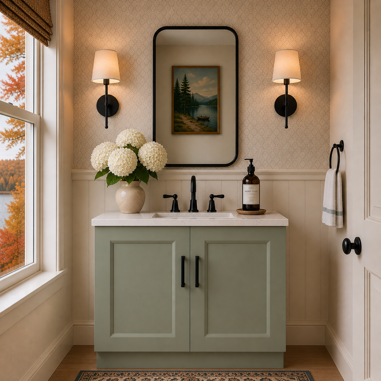 Sage Green 36" Full Height Door Bathroom Vanity Sink Base