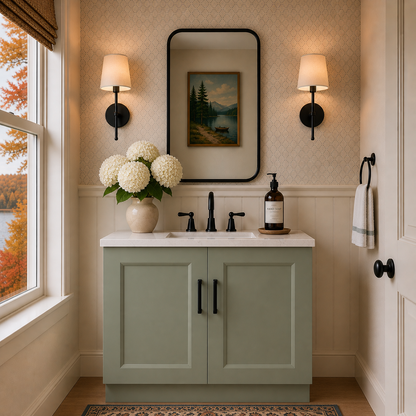 Sage Green 36" Full Height Door Bathroom Vanity Sink Base