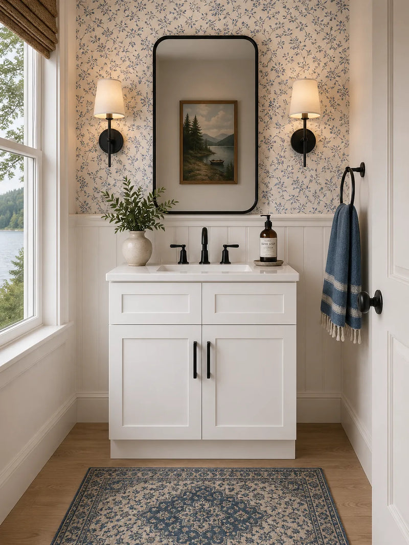 36 Inch White Shaker Single Sink Bathroom Vanity