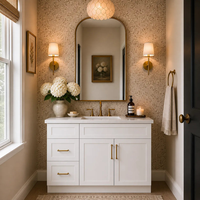 White Slim Shaker 36" Single Sink Bathroom Vanity with Drawers on the Left