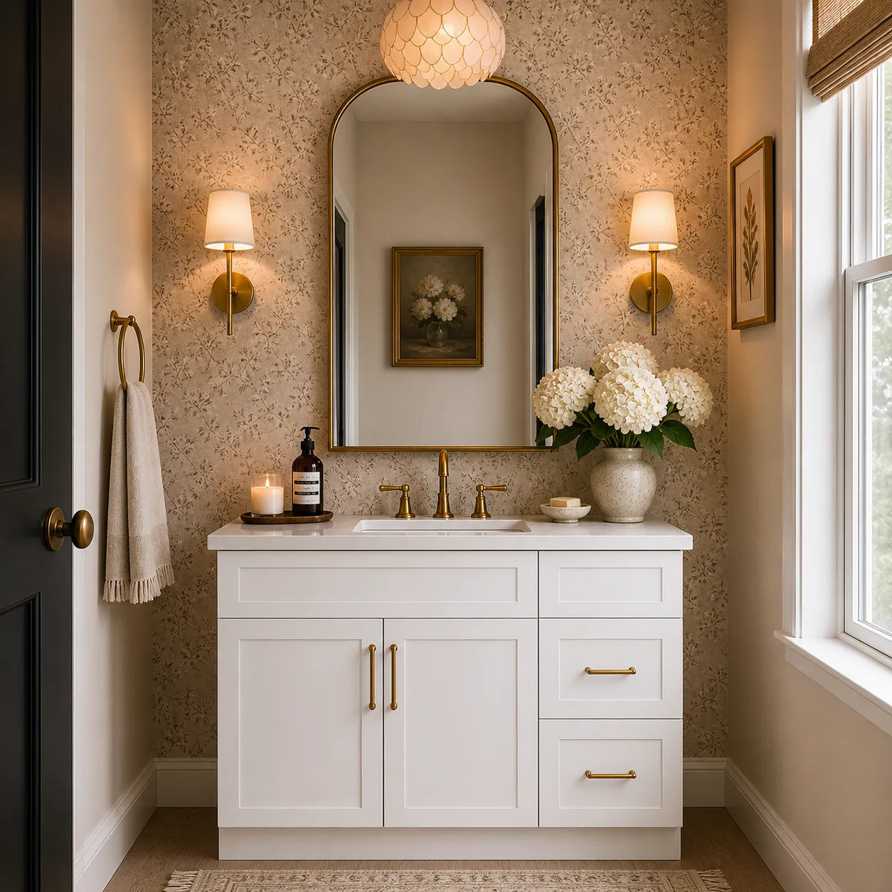 White Slim Shaker 36" Single Sink Bathroom Vanity with Drawers on the Right