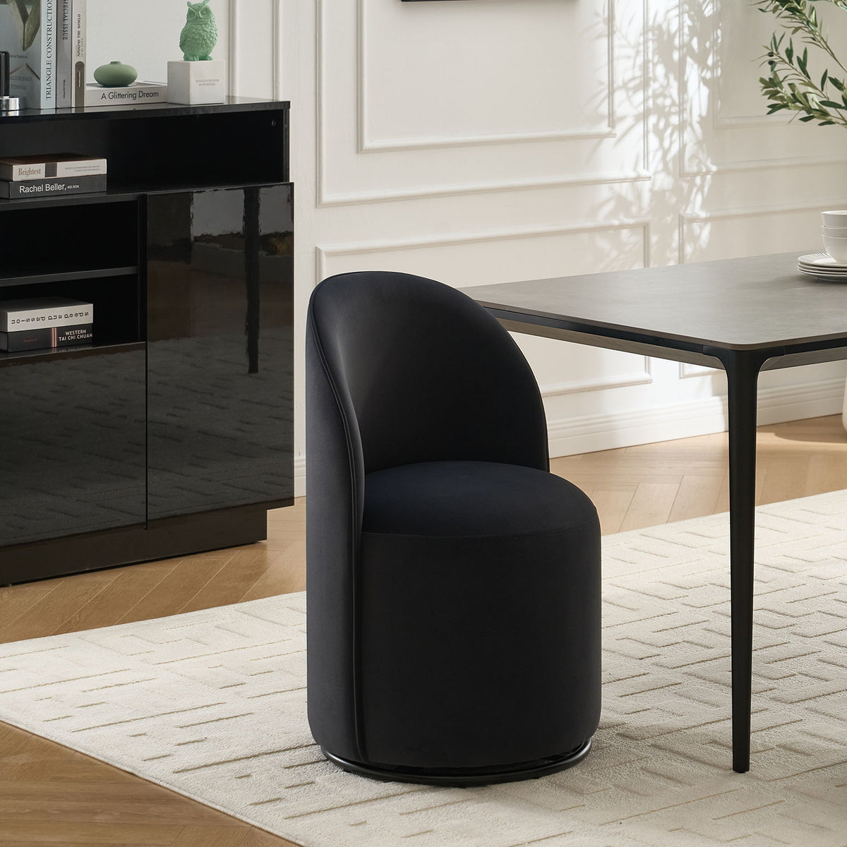 360 Degree Swivel Armless Dining Barrel Chair