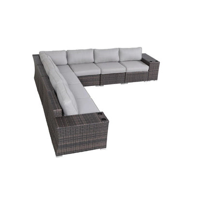 Rattan Sectional Sofa Set With Cushions