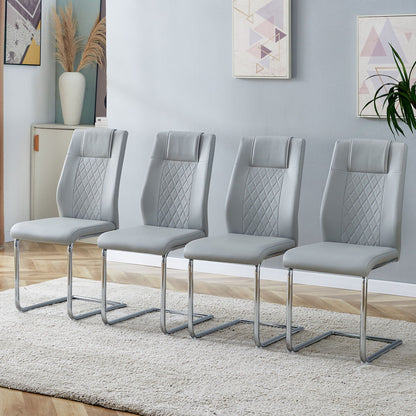 Modern Dining Chairs With Padded Seat, Metal Legs
