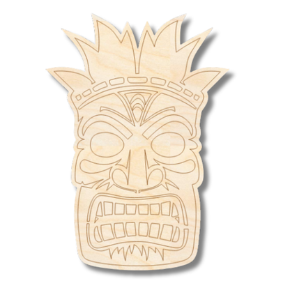 Unfinished Wood Etched Big Tiki Shape | Paint By Line Crafts | up to 30" DIY