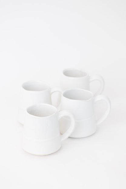 Sonnet Stoneware Coffee Mug - Matte White/ Glossy White - Set of 4