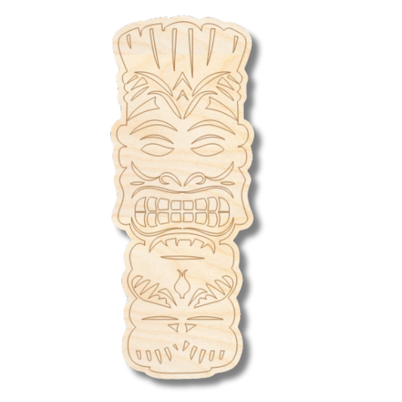 Unfinished Wood Etched Small Tiki Shape | Paint By Line Crafts | up to 30" DIY