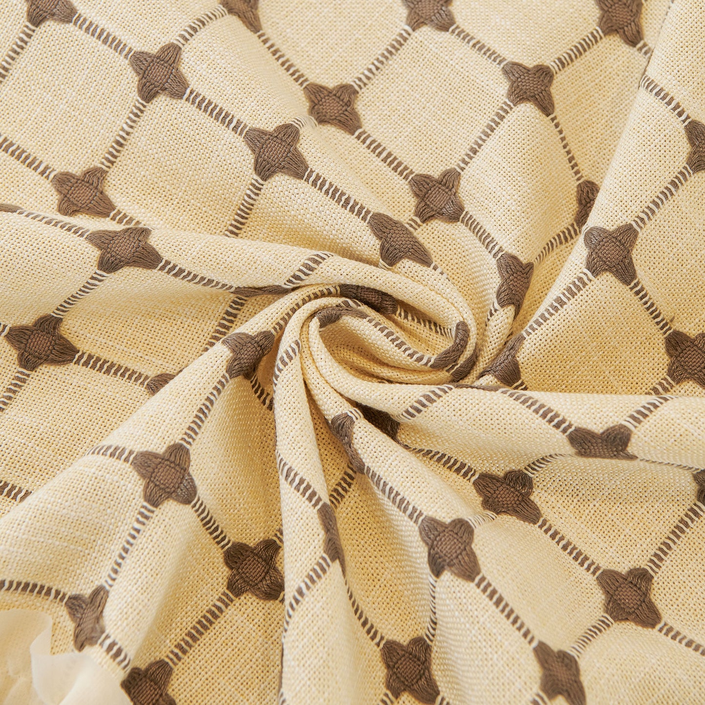 Grid Textured Sofa Cover with Sheer Ruffle Skirt, Pet-Friendly Sofa Throw Slipcover