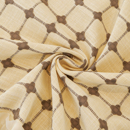Grid Textured Sofa Cover with Sheer Ruffle Skirt, Pet-Friendly Sofa Throw Slipcover