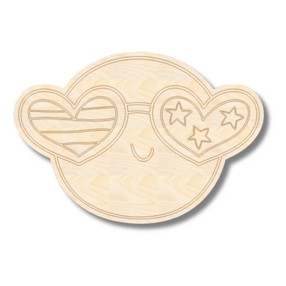Unfinished Wood Etched Groovy Sunglasses Shape | Paint By Line Crafts | up to 30" DIY
