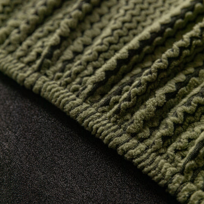 Modern Textured Stretch Sofa Cover, Plush Fleece Sofa Slipcover with 3D Stripe Texture