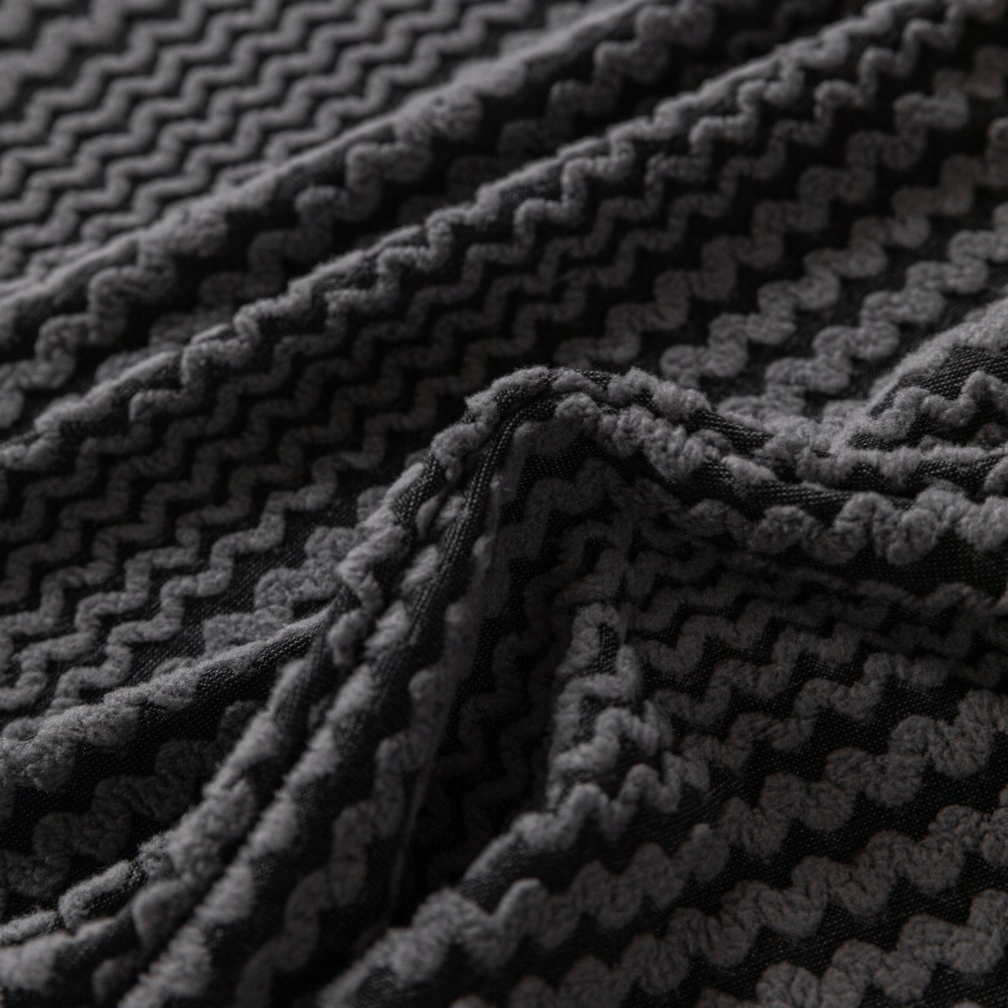 Modern Textured Stretch Sofa Cover, Plush Fleece Sofa Slipcover with 3D Stripe Texture