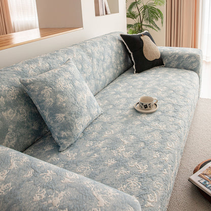 High Stretch Thick 3D Spacer Sofa Cover, Air-Layer Jacquard Cushioned Couch Slipcover