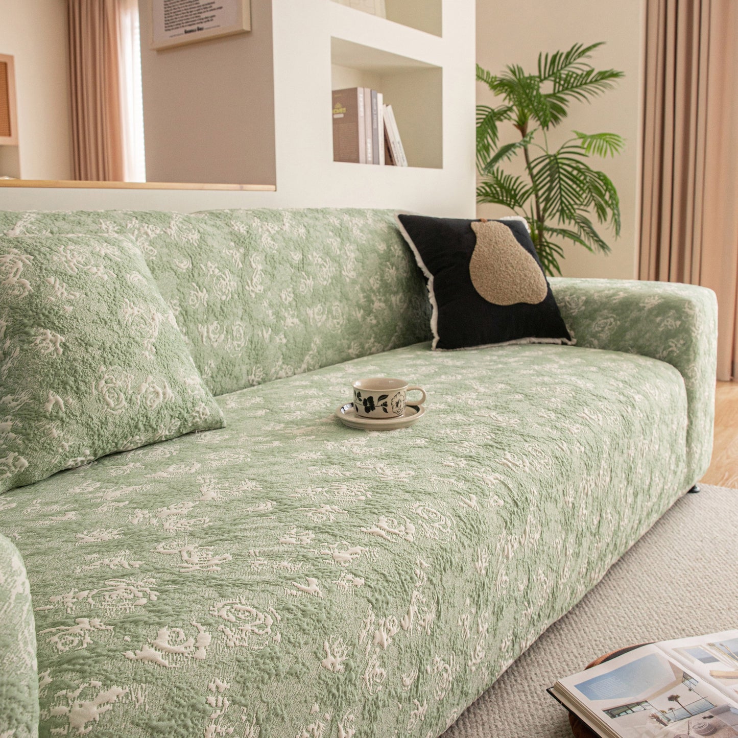 High Stretch Thick 3D Spacer Sofa Cover, Air-Layer Jacquard Cushioned Couch Slipcover