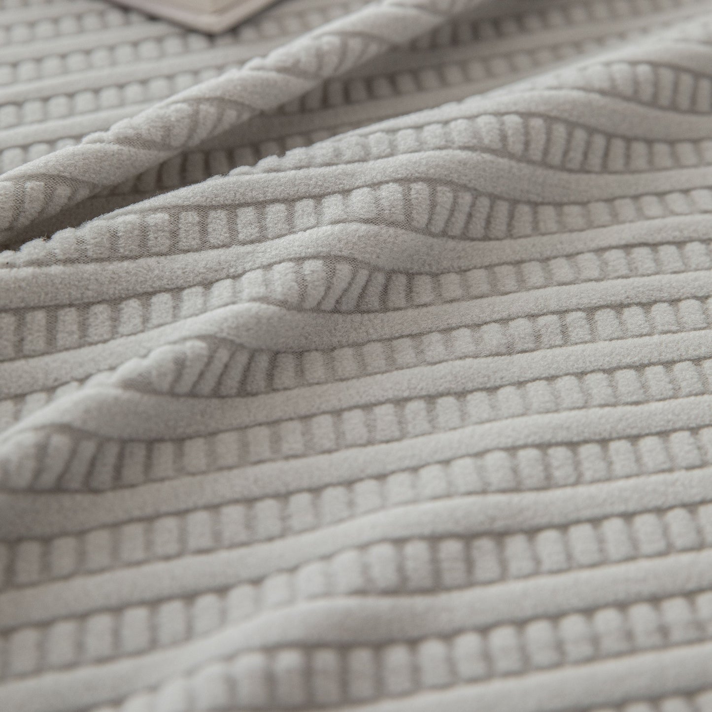 3D Grid Jacquard Sofa Cover, High Stretch Plush Waffle Couch Slipcover with Tie Straps