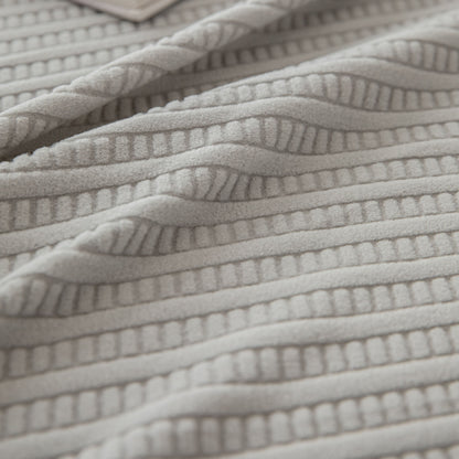 3D Grid Jacquard Sofa Cover, High Stretch Plush Waffle Couch Slipcover with Tie Straps