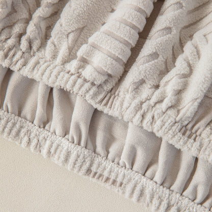 High Stretch Embossed Geometric Slipcover for Couch, Cozy Plush Fleece Couch Cover