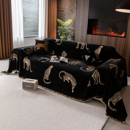 Leopard Sofa Cover Blanket Stylish Furniture Protector Throw for Couches & Loveseats