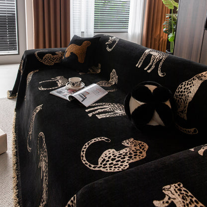 Leopard Sofa Cover Blanket Stylish Furniture Protector Throw for Couches & Loveseats