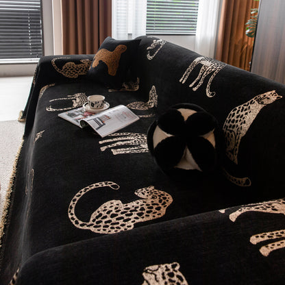 Leopard Sofa Cover Blanket Stylish Furniture Protector Throw for Couches & Loveseats