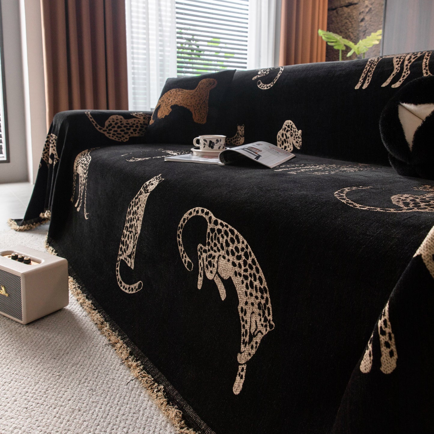 Leopard Sofa Cover Blanket Stylish Furniture Protector Throw for Couches & Loveseats
