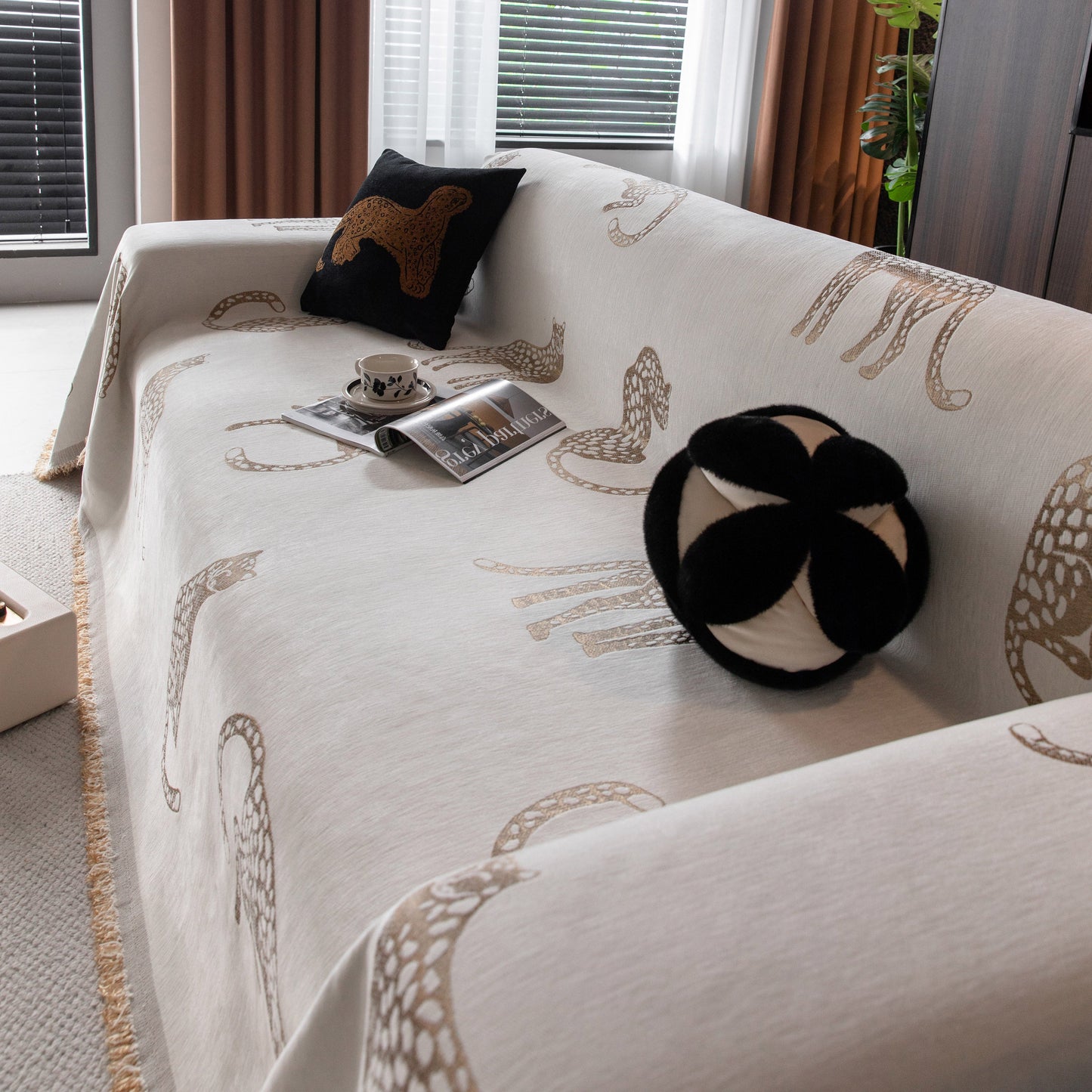 Leopard Sofa Cover Blanket Stylish Furniture Protector Throw for Couches & Loveseats