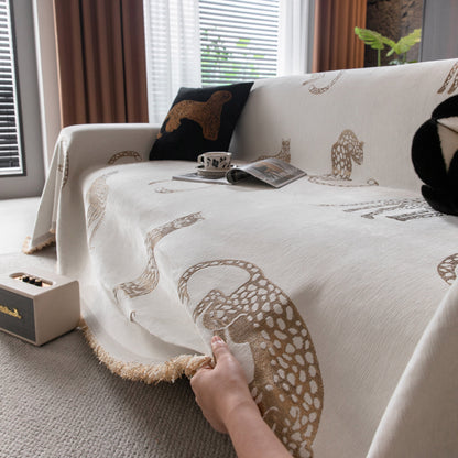 Leopard Sofa Cover Blanket Stylish Furniture Protector Throw for Couches & Loveseats