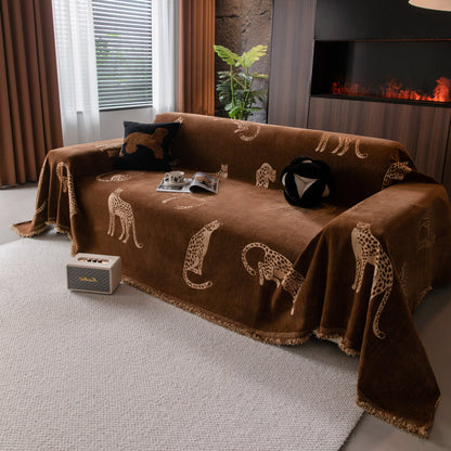 Leopard Sofa Cover Blanket Stylish Furniture Protector Throw for Couches & Loveseats