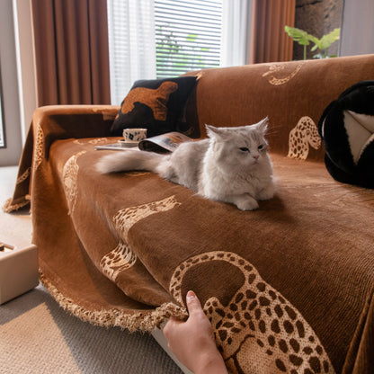 Leopard Sofa Cover Blanket Stylish Furniture Protector Throw for Couches & Loveseats