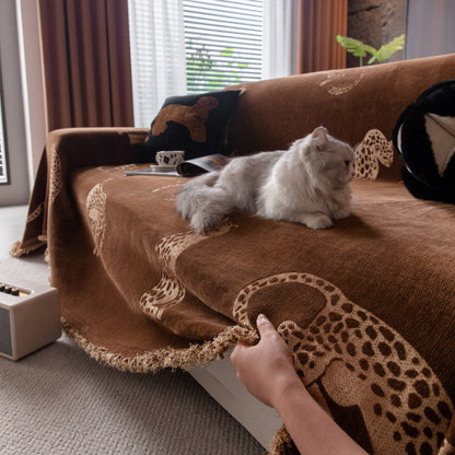 Leopard Sofa Cover Blanket Stylish Furniture Protector Throw for Couches & Loveseats