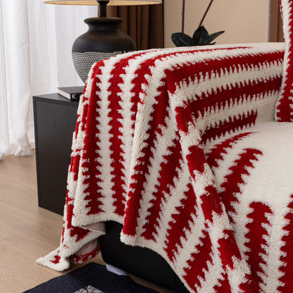 Jacquard Fleece Throw Blanket for Couch Plush Fuzzy Cozy Soft Blankets and Throws for Sofa