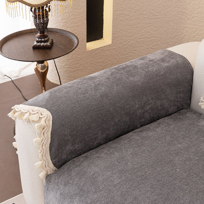 Chenille Sofa Cover Towel – Non-Slip, Washable Pets Couch Protector with Tassels