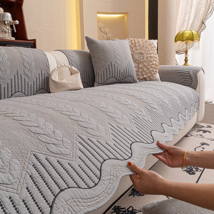 3D Quilted Thick Cotton Sofa Cover Non-Slip Couch Throw for Fabric & Leather Sofas