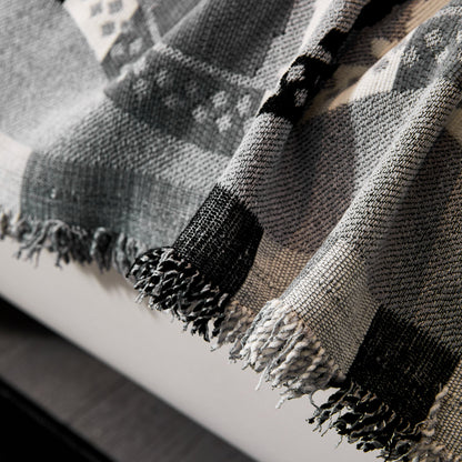 Striped Chenille Sofa Throw Covers, Boho Style Cozy Couch Protector Blanket