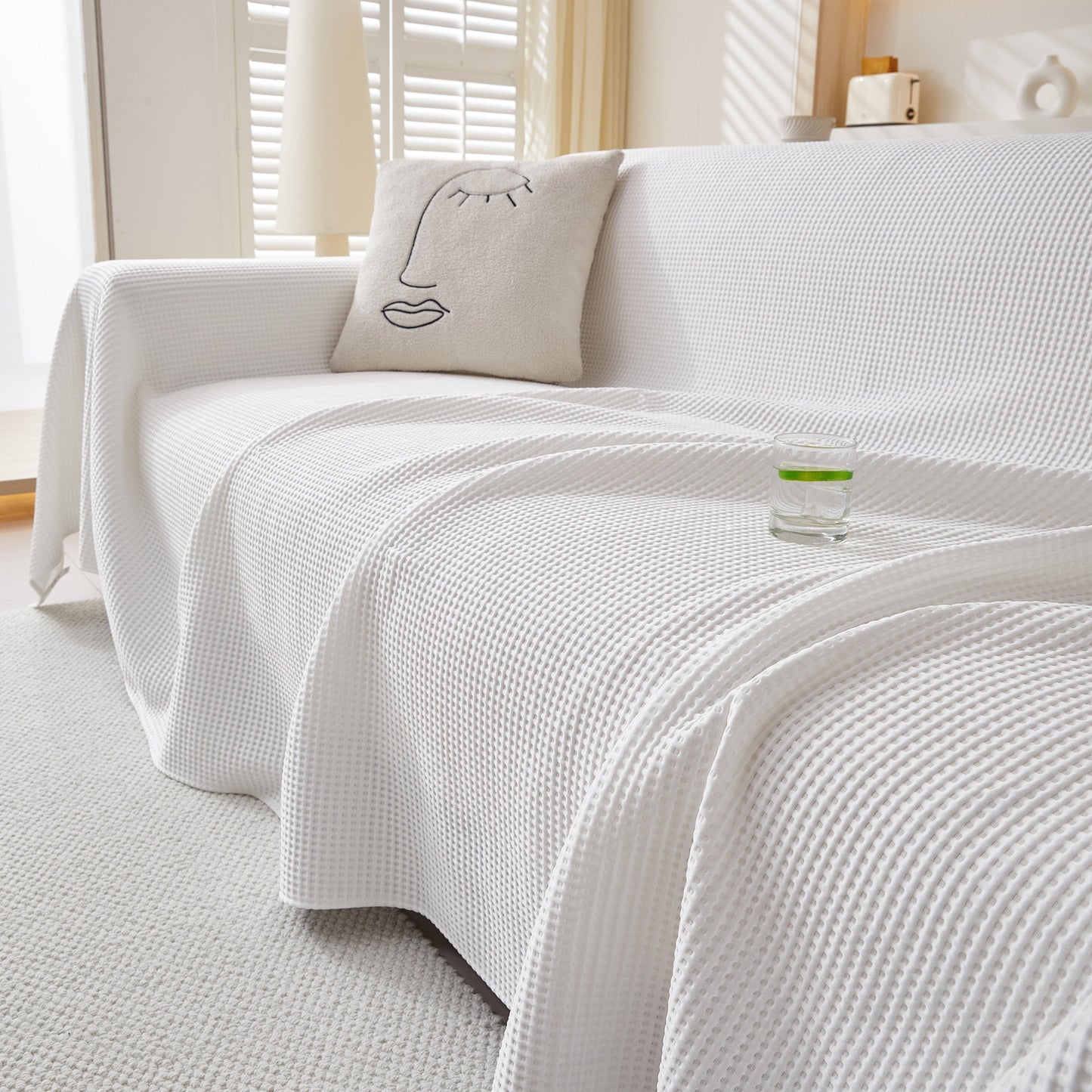 Cooling Comfy Throw Sofa Cover, Textured & Breathable, Multi-Use Decorative Couch Covers for Summer