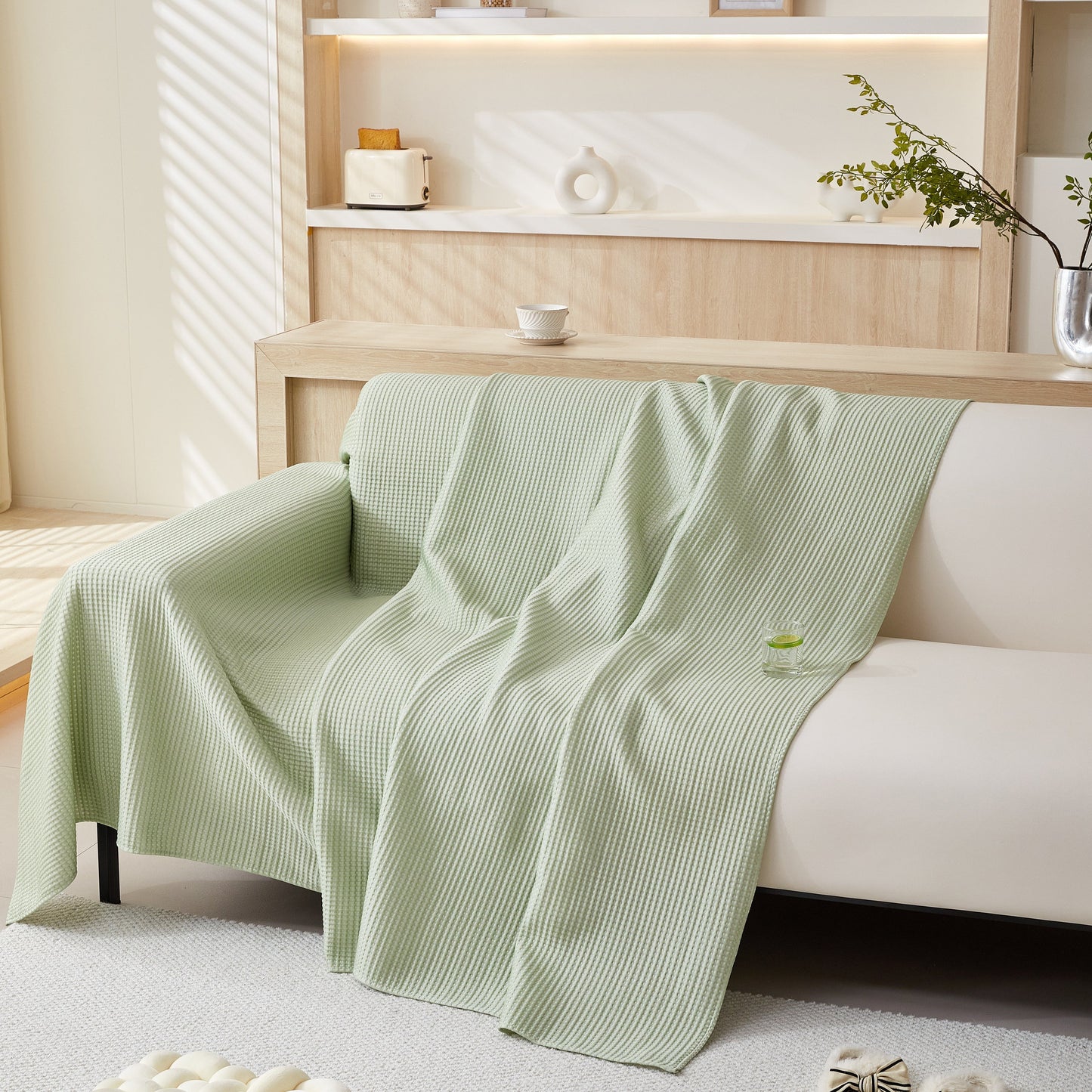 Cooling Comfy Throw Sofa Cover, Textured & Breathable, Multi-Use Decorative Couch Covers for Summer