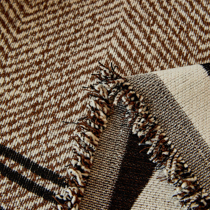Reversible Herringbone Sofa Cover, 2-in-1 Classic British Throw Blanket for Couch