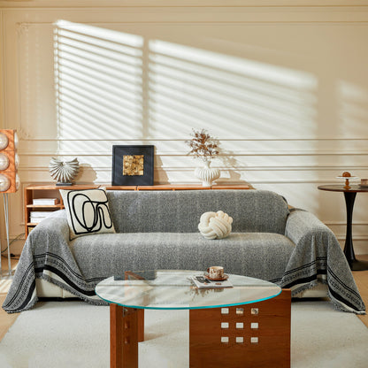 Reversible Herringbone Sofa Cover, 2-in-1 Classic British Throw Blanket for Couch