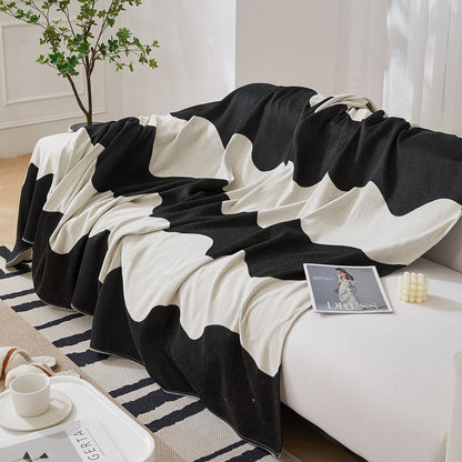 Chenille Minimalist Wavy Sofa Throw Cover, Cozy Blankets for Couch, Machine Washable Couch Protector