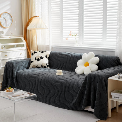 Thick Plush Jacquard Velvet Throw Blanket on Sofa, Sofa Slipcovers and Sectional Sofa Covers