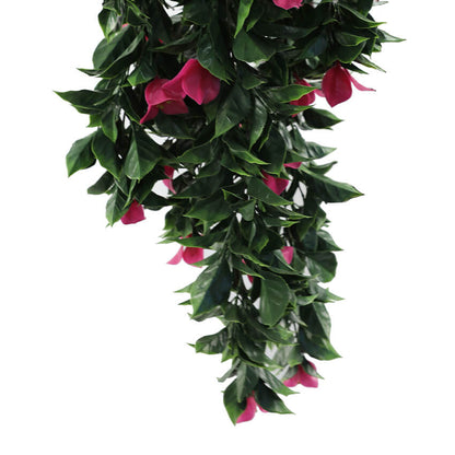 Pink Bougainvillea Artificial Hanging Plant Set of 5 35in – UV Resistant