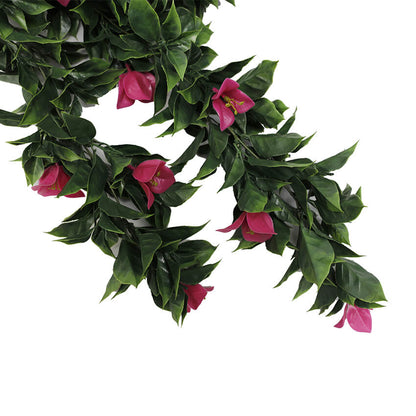 Pink Bougainvillea Artificial Hanging Plant Set of 5 35in – UV Resistant
