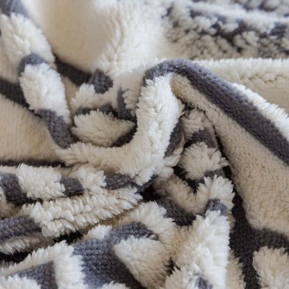 Bohemian Tufted Sofa Cover, Plush Fleece Throw Blanket with 3D Woven Aztec Stripes