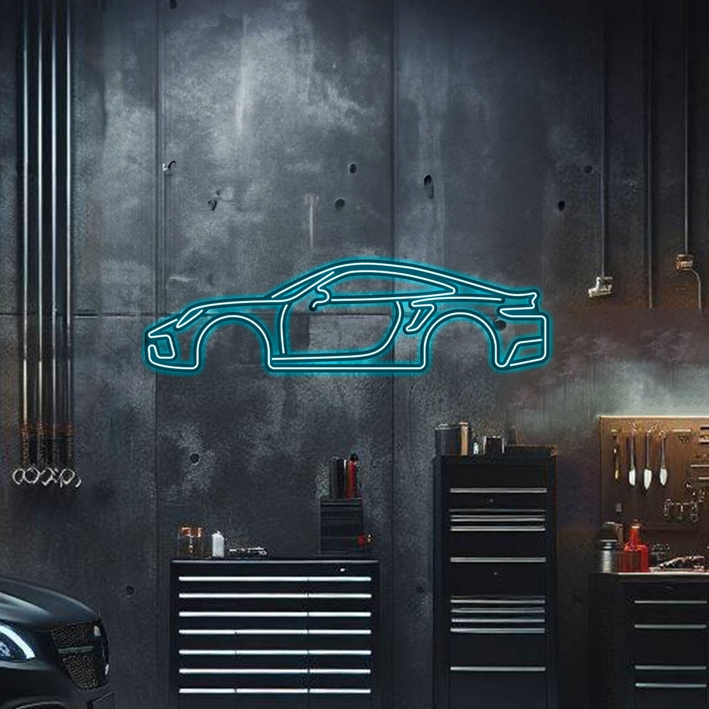 911 Turbo Model S Metal Neon Car Wall Art - MTN0042