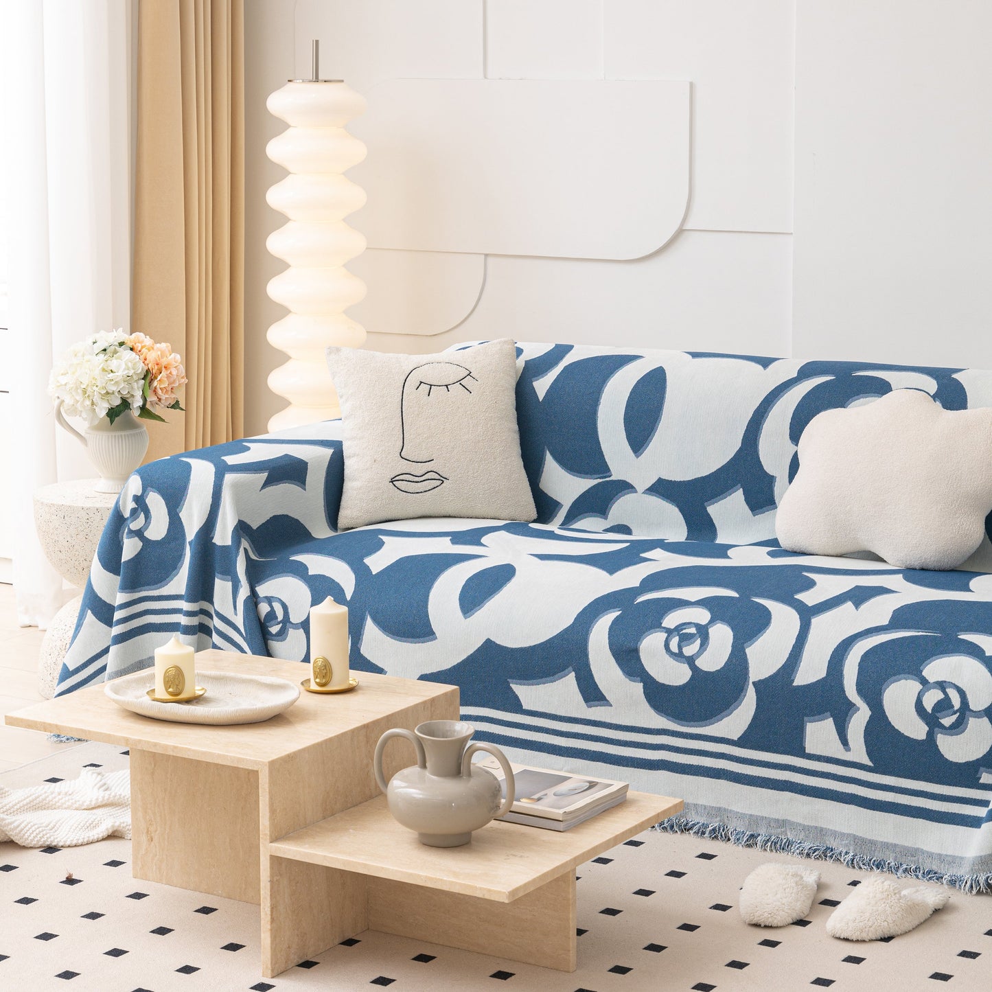 Chenille Sofa Cover Blanket, Couch Cover Blanket Throws for Couches Living Room Furniture Throw Covers