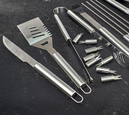 “Denver" Camping Accessories BBQ Tools Set  in a Fabric Case, 17 items