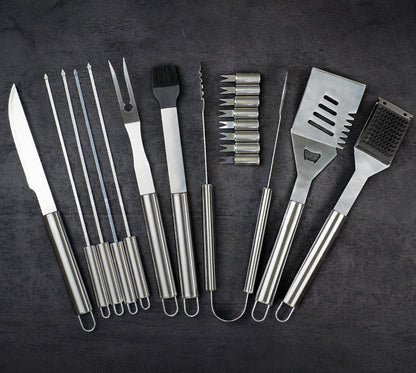 “Texas" Camping Accessories BBQ Tools Set in a Wooden Case, 39 items