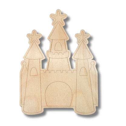 Unfinished Wood Etched Castle Shape | Paint By Line Crafts | up to 30" DIY