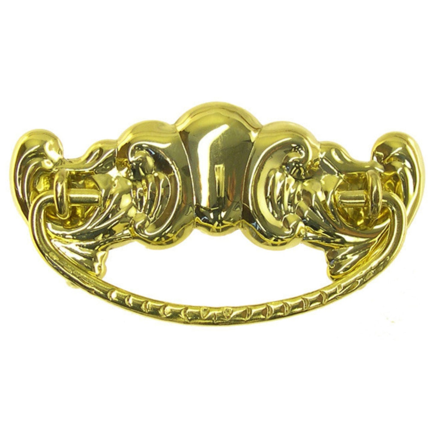 Victorian/American Oak Style Drawer Pull with Stamped Brass Back Plate and Cast Bail
